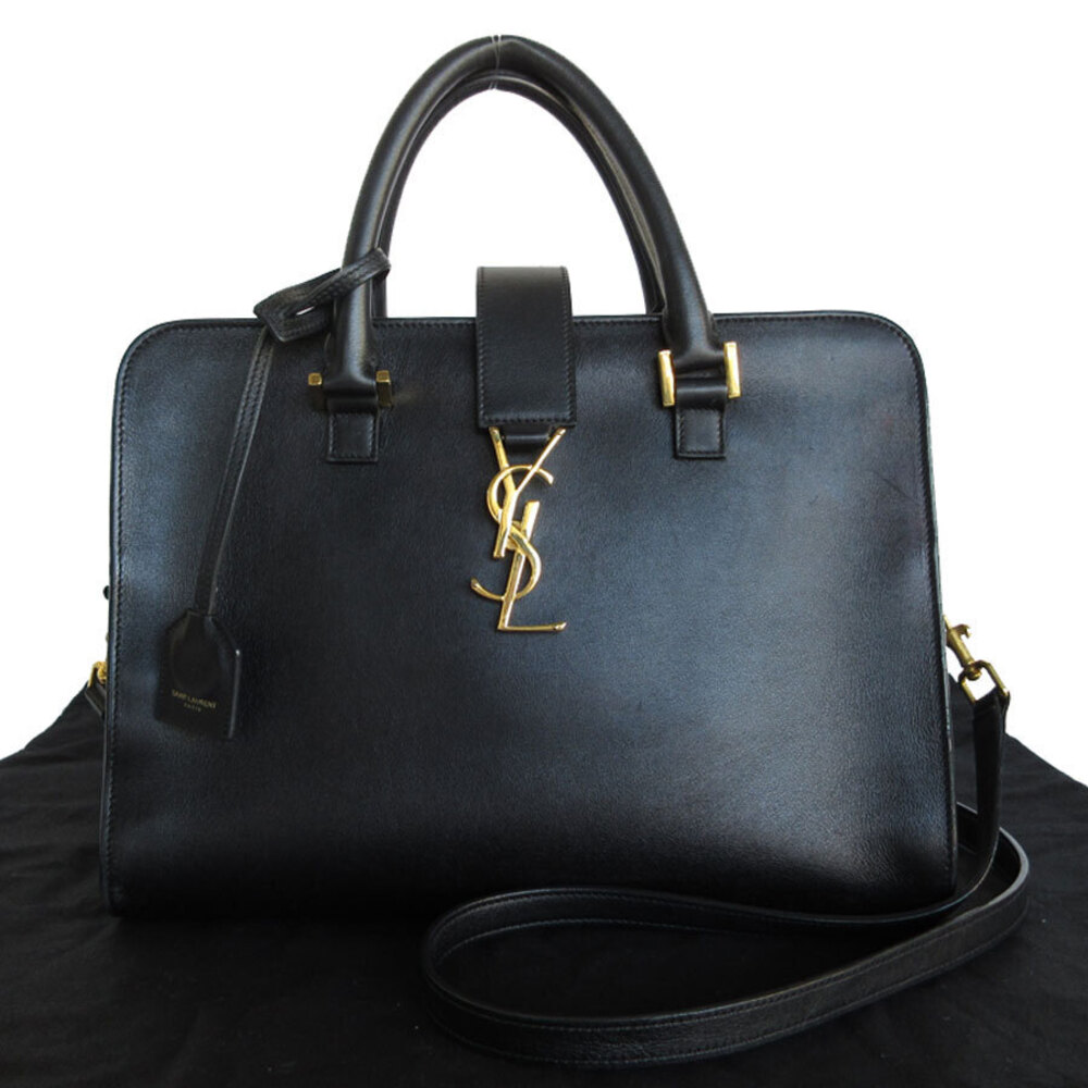 Saint Laurent Baby Cabas 2way Shoulder Bag leather black gold